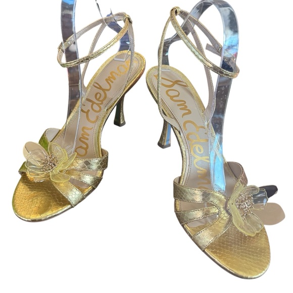 Sam Edleman Joanna Gold Boa Ankle Strap Sandal Size 7.5
